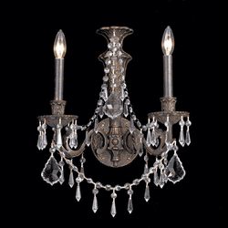 Crystorama 5162-EB-CL-MWP Vanderbilt 14 1/2 inch 2-lite wall sconce in English bronze finish