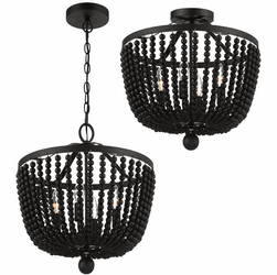 Crystorama 604-MK Rylee Matte Black Convertible Lighting Pendant / Flush Mount Light Fixture