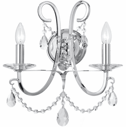 Crystorama 6822-CH-CL-S Othello Polished Chrome Clear Swarovski Strass Wall Sconce Lighting