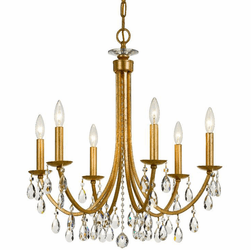 Crystorama 8826-GA-CL-MWP Bridgehampton Antique Gold 26" Lighting Chandelier