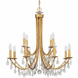 Crystorama 8829-GA-CL-MWP Bridgehampton Antique Gold 32" Chandelier Lamp