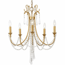 Crystorama ARC-1905-GA-CL-MWP Arcadia Antique Gold Chandelier Light