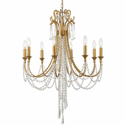 Crystorama ARC-1908-GA-CL-MWP Arcadia Antique Gold Chandelier Lighting