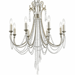Crystorama ARC-1908-SA-CL-MWP Arcadia Antique Silver Lighting Chandelier