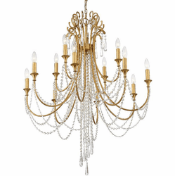 Crystorama ARC-1909-GA-CL-MWP Arcadia Antique Gold Chandelier Lamp