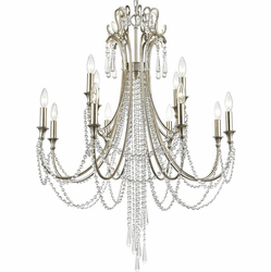 Crystorama ARC-1909-SA-CL-MWP Arcadia Antique Silver Chandelier Light