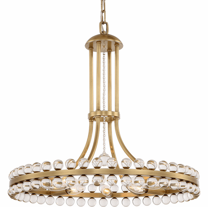 Crystorama CLO-8898-AG Clover Aged Brass 22.5" Chandelier Light