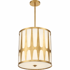 Crystorama ROY-805-GA Royston Modern Antique Gold 17" Drum Hanging Light Fixture