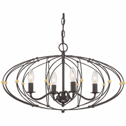 Crystorama ZUC-A9034-EB-GA Zucca English Bronze and Antique Gold 25" Hanging Chandelier