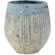 Currey & Company 2200-0018 Sicilia Modern Antique White / Blue Drip Planter