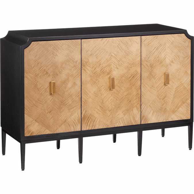Currey & Company 3000-0270 Kallista Contemporary Taupe / Caviar Black / Polished Brass / Black Taupe Cabinet