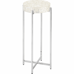 Currey & Company 4000-0224 Gerri Dot Modern Natural / Polished Nickel Drinks Table