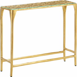 Currey & Company 4000-0232 Honeycomb Modern Gold / Clear Console Table