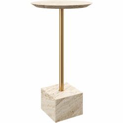 Currey & Company 4000-0240 Prado Travertine Modern Natural / Polished Brass Drinks Table