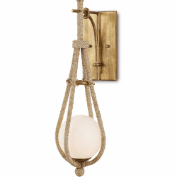 Currey & Company 5000-0211 Passageway Modern Natural Rope / Dorado Gold / Frosted Lighting Sconce
