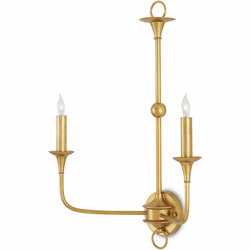 Currey & Company 5000-0214 Nottaway Contemporary Gold Leaf Light Sconce