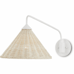 Currey & Company 5000-0219 Basket Modern Gesso White / Bleached White Light Sconce
