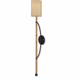 Currey & Company 5000-0229 Capriole Modern Natural / Satin Black Sconce Lighting