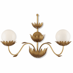 Currey & Company 5000-0231 Mirasole Contemporary Contemporary Gold Leaf / Gold / White Light Sconce