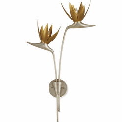 Currey & Company 5000-0238 Paradiso Modern Contemporary Silver Leaf / Contemporary Gold Leaf Lamp Sconce