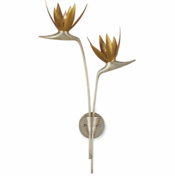 Currey & Company 5000-0239 Paradiso Contemporary Contemporary Silver Leaf / Contemporary Gold Leaf Wall Lighting