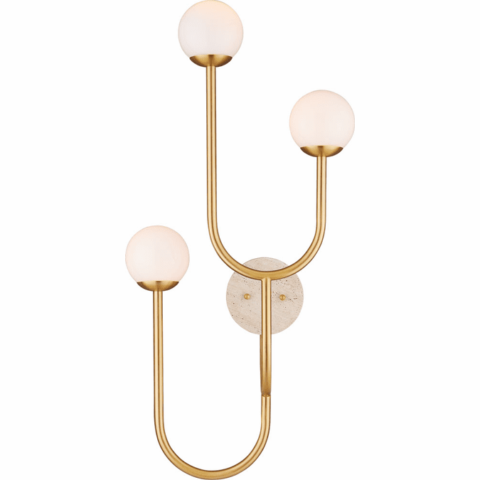Currey & Company 5000-0256 Highsmith Modern Brass / Natural / White Light Sconce