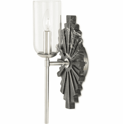 Currey & Company 5800-0025 Benthos Modern Black / Nickel / Clear Wall Lighting Sconce