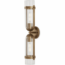 Currey & Company 5800-0027 Bonardi Contemporary Antique Brass / Clear Lighting Sconce