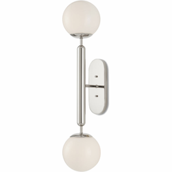 Currey & Company 5800-0033 Barbican Modern Polished Nickel / White Wall Light Fixture