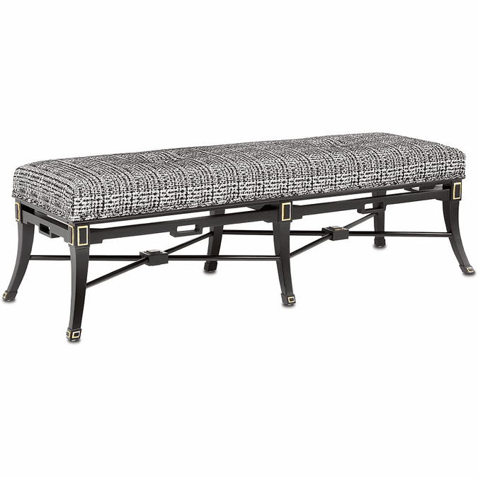 Currey & Company 7000-0492 Scarlett Modern Black and Gold Leaf Bench