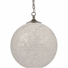 Currey & Company 9000-0435 Finhorn Contemporary Pearl and Antique Silver Leaf Ceiling Pendant Light