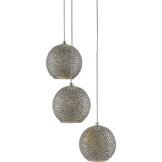 Currey & Company 9000-0682 Giro Modern Painted Silver, Nickel and Blue Multi Pendant Light