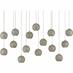 Currey & Company 9000-0685 Giro Contemporary Painted Silver, Nickel and Blue Multi Hanging Pendant Lighting