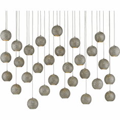 Currey & Company 9000-0686 Giro Contemporary Painted Silver, Nickel and Blue Multi Pendant Lighting Fixture