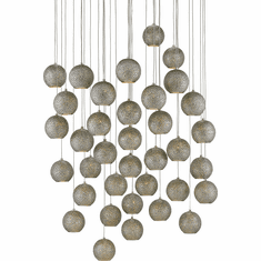 Currey & Company 9000-0687 Giro Contemporary Painted Silver, Nickel and Blue Multi Hanging Lamp