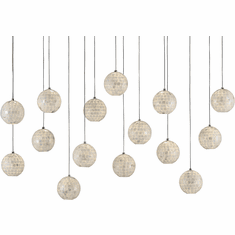Currey & Company 9000-0720 Finhorn Contemporary Painted Silver and Pearl Multi Pendant Light Fixture