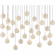 Currey & Company 9000-0721 Finhorn Contemporary Painted Silver and Pearl Multi Hanging Pendant Light