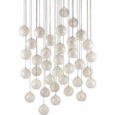 Currey & Company 9000-0722 Finhorn Contemporary Painted Silver and Pearl Multi Pendant Lamp