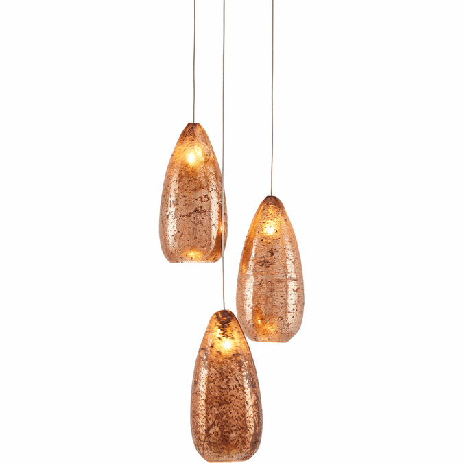 Currey & Company 9000-0903 Rame Contemporary Copper, Silver and Painted Silver Multi Hanging Light