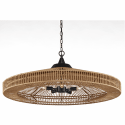 Currey & Company 9000-0921 Maldives Modern Natural / Satin Black Pendant Hanging Light