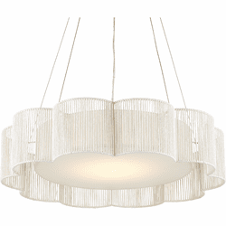Currey & Company 9000-0923 Ancroft Modern White / Contemporary Silver Leaf LED Drop Ceiling Lighting