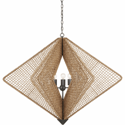 Currey & Company 9000-0965 Shizen Contemporary Natural Rope / Hiroshi Gray Drop Ceiling Lighting
