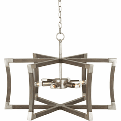 Currey & Company 9000-0968 Bastian Contemporary Chateau Gray / Contemporary Silver Leaf Hanging Lamp