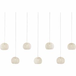 Currey & Company 9000-1066 Piero Contemporary Sugar White / Silver Multi Hanging Lamp