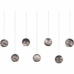 Currey & Company 9000-1068 Palatino Contemporary Blue Marbeled / Silver Multi Pendant Hanging Light