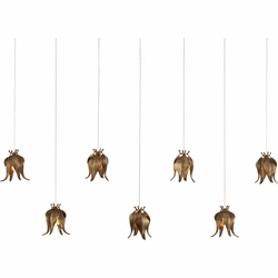 Currey & Company 9000-1070 Iota Contemporary Antique Brass / Silver Multi Hanging Pendant Light