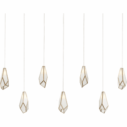 Currey & Company 9000-1072 Glace Modern White / Antique Brass / Silver Multi Ceiling Light Pendant