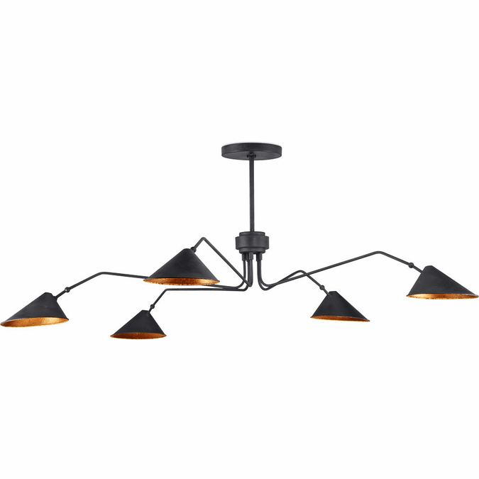 Currey & Company 9000-1125 Serpa Contemporary French Black / Gold Leaf Chandelier Light