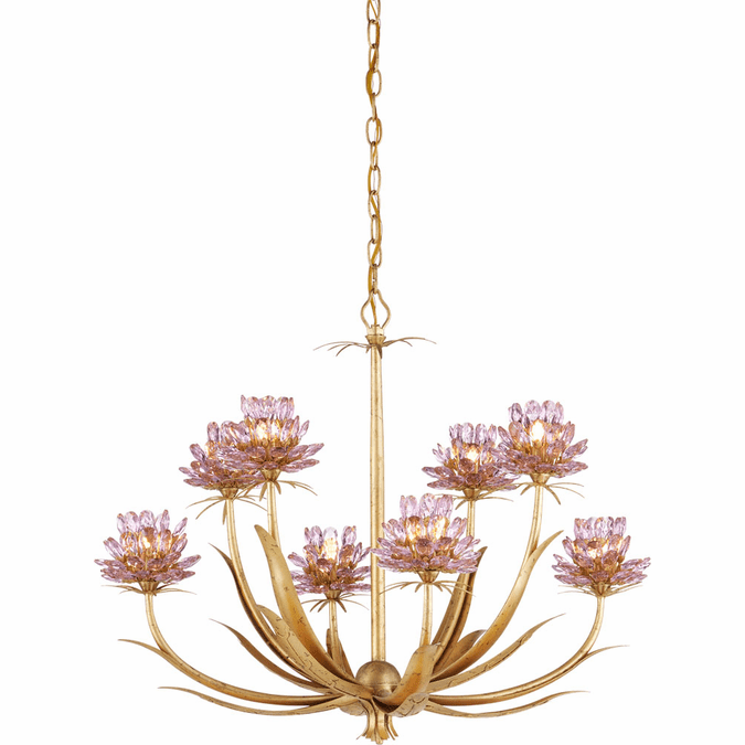 Currey & Company 9000-1306 Marilee Pink / Dutch Gold Leaf LED Chandelier Light