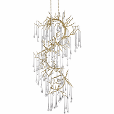 CWI 1094P26-12-620 Anita Gold Leaf Halogen Hanging Chandelier
